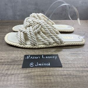 Zara~Women’s~Low Heel Knotted Sandals Ecru~Size  EU 42/US 11